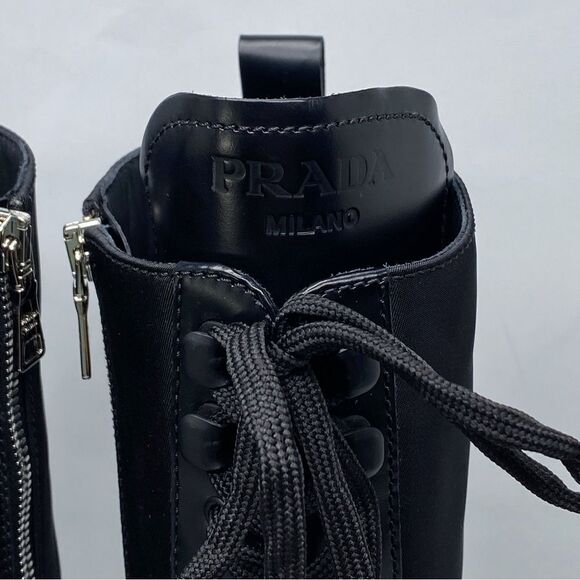 Prada Lug-Sole Tall Leather Combat Boots size 35 - Picture 4 of 16